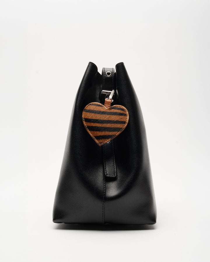Núnoo Bagcharm Heart Stripes Deluxe Dark Brown Accessories Stripes