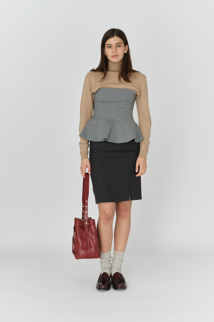 Núnoo Chiara Braided Florence Maroon w. Gold Large Maroon