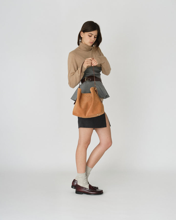 Núnoo Chiara Suede Toffee w. Gold Large Toffee