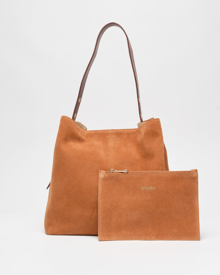 Núnoo Chiara Suede Toffee w. Gold Large Toffee