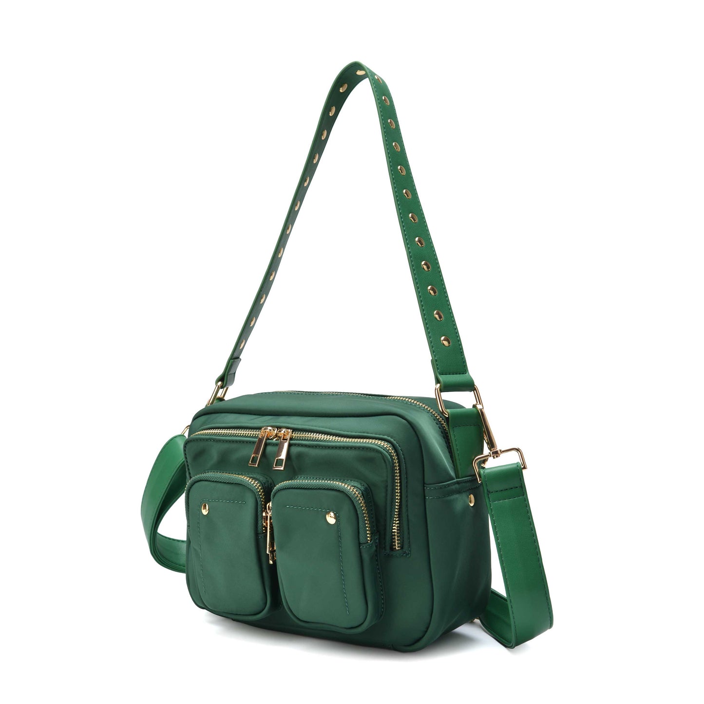 Núnoo Ellie Recycled Nylon Dark Green w. Gold Shoulder bags Dark green