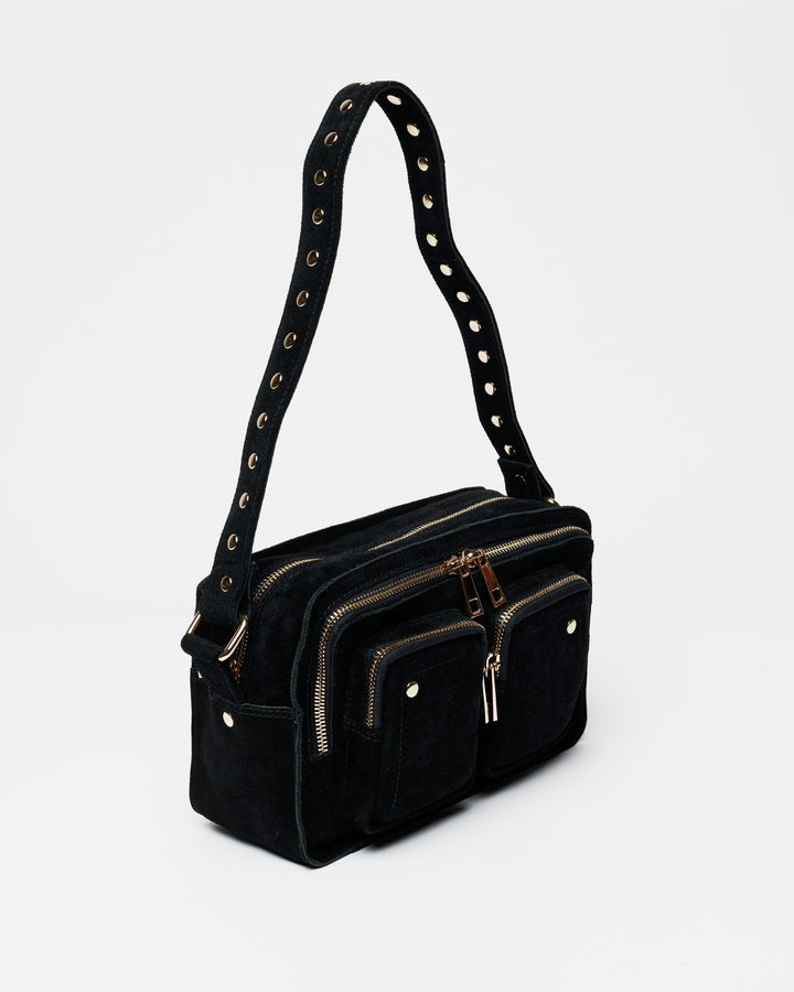 Núnoo Ellie Suede Black w. Gold Medium