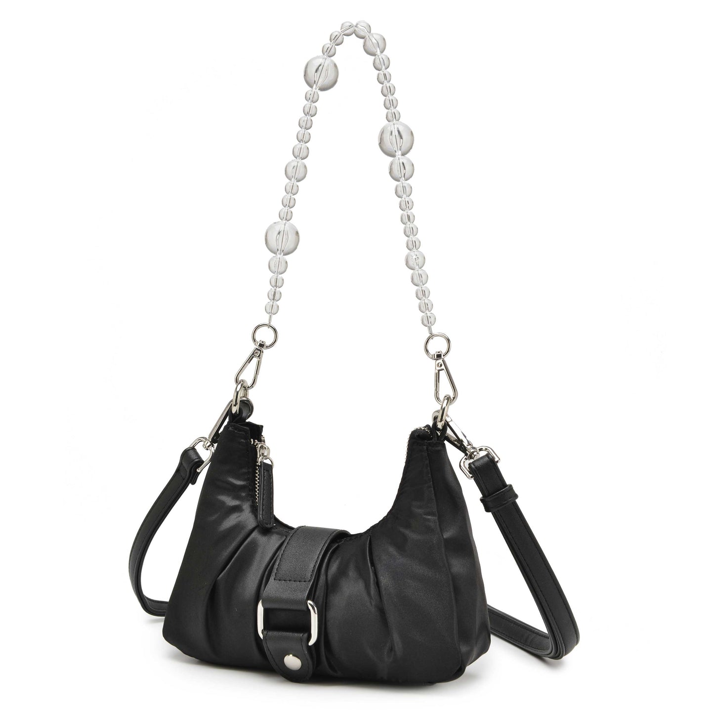 Núnoo Flora Satin Black Shoulder bags Black