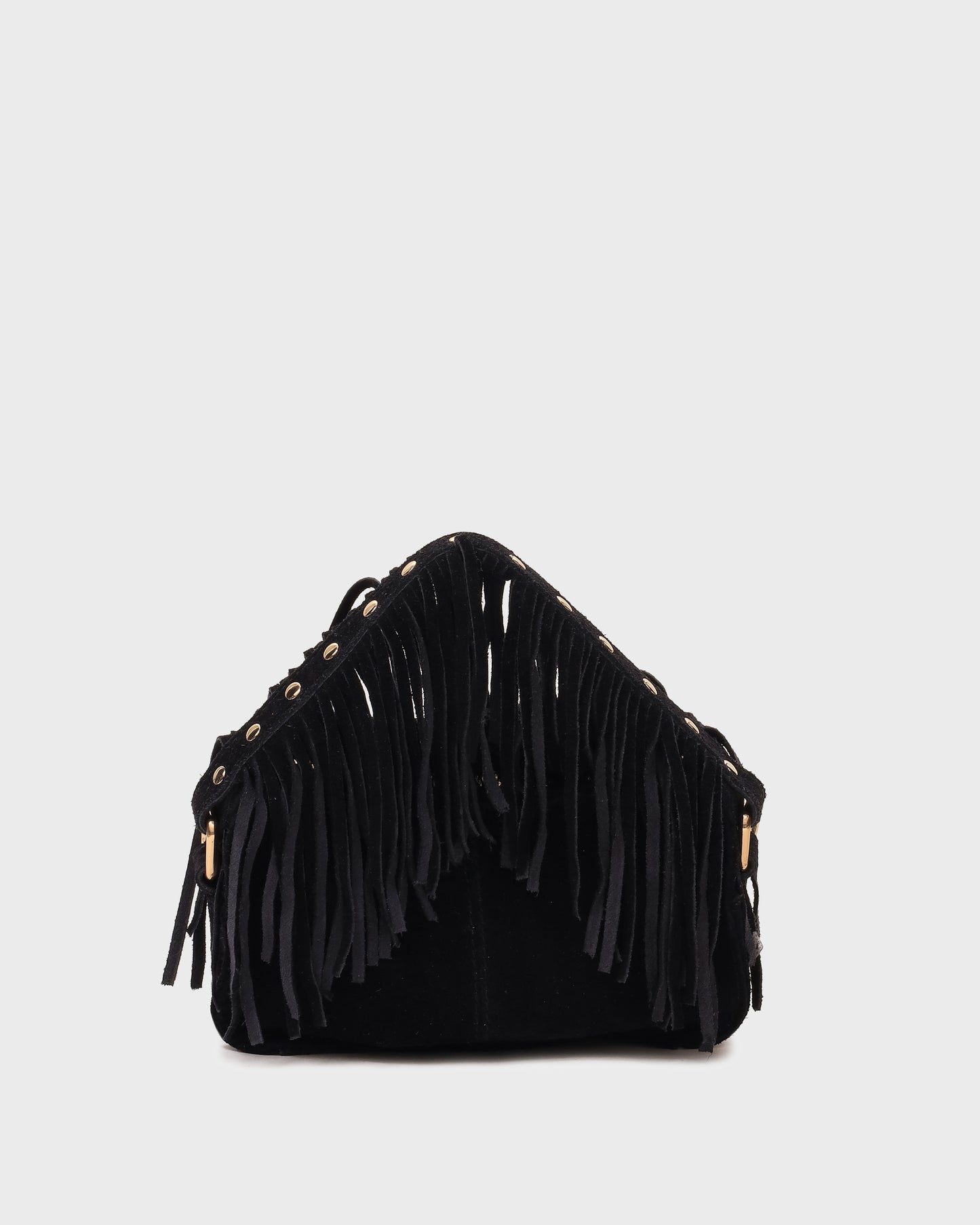 Núnoo Helena Fringe Suede Black w. Gold Small bag Black