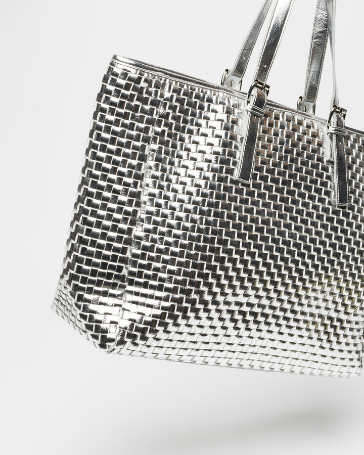 Núnoo Maxi Shopper Braided Recycled Cool Silver Maxi Silver