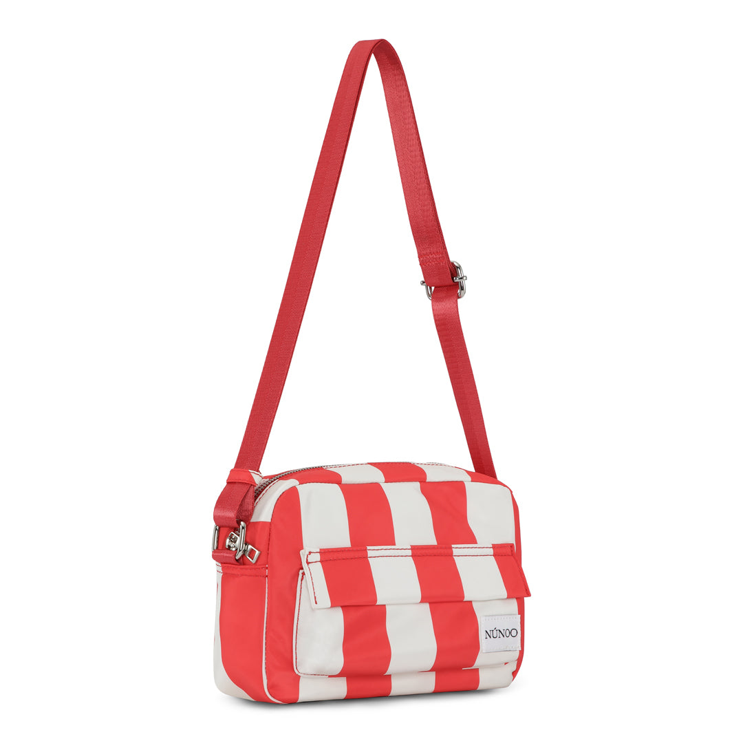 Núnoo Paloma recycled nylon Striped Crossbody Red/White