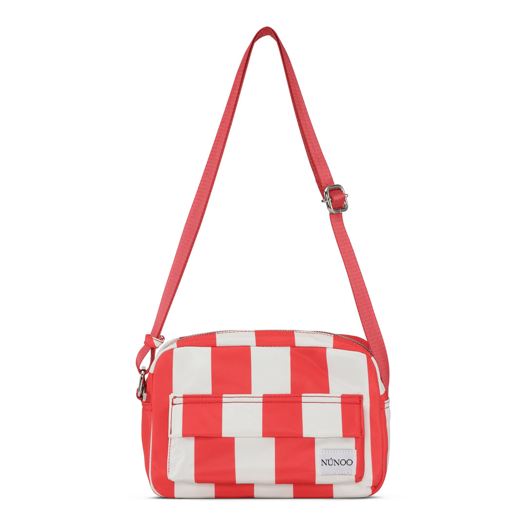 Núnoo Paloma recycled nylon Striped Crossbody Red/White