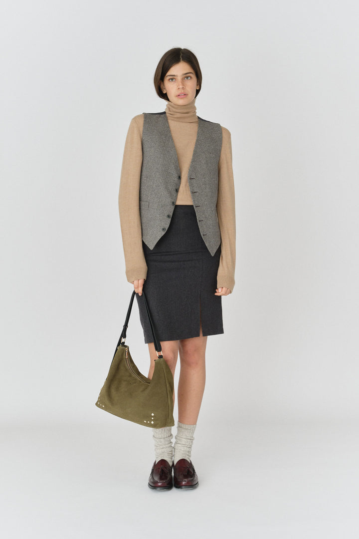 Núnoo Rio Suede Dark Olive w. Gold Large Dark Olive