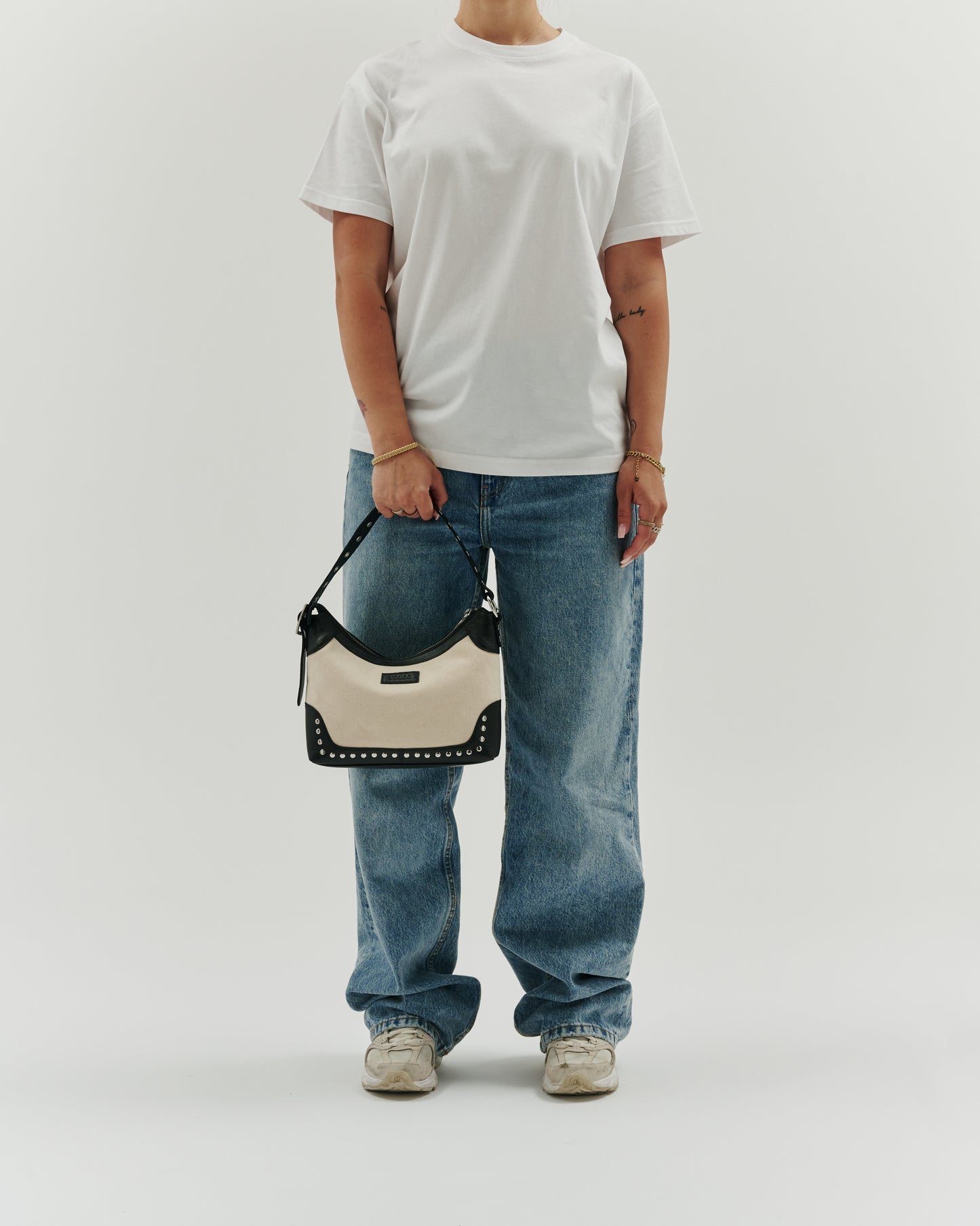 Núnoo Small Rio Rivet Canvas Leather Off White Medium Off white