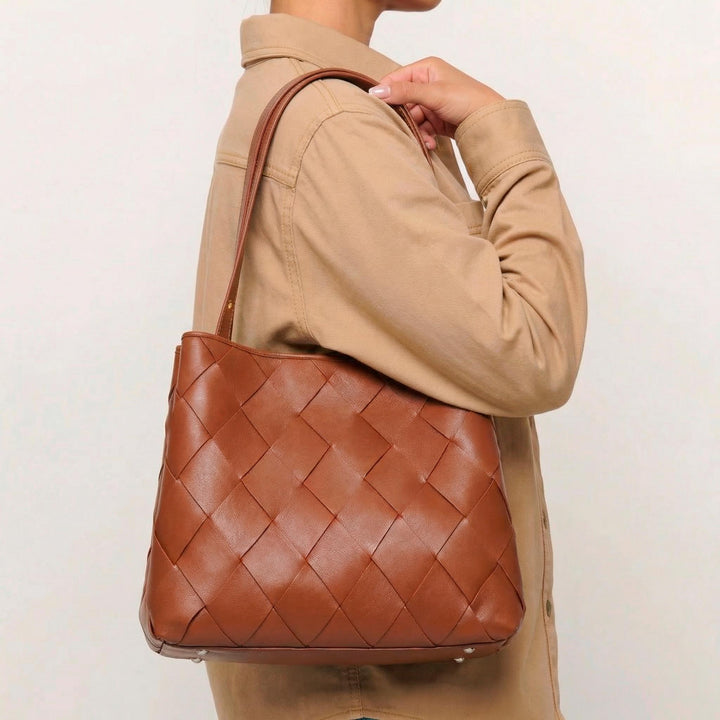 Núnoo Chiara Braided Florence Brown w. Gold Large Brown