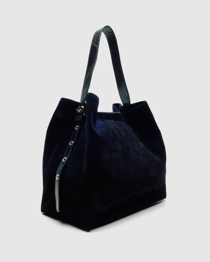 Núnoo Chiara Suede Black w. Gold Large