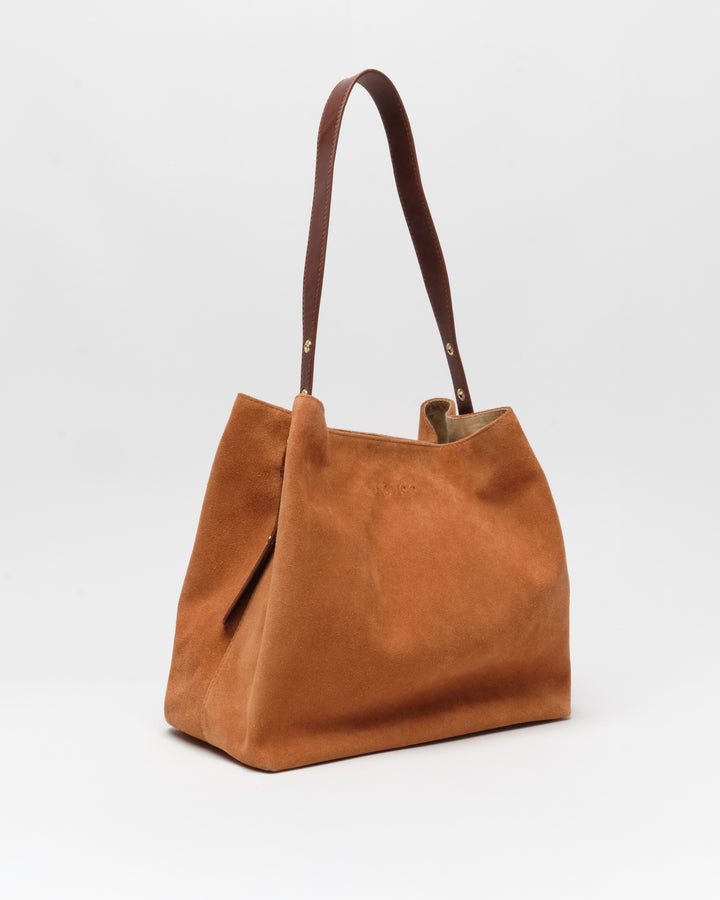 Núnoo Chiara Suede Toffee w. Gold Large Toffee