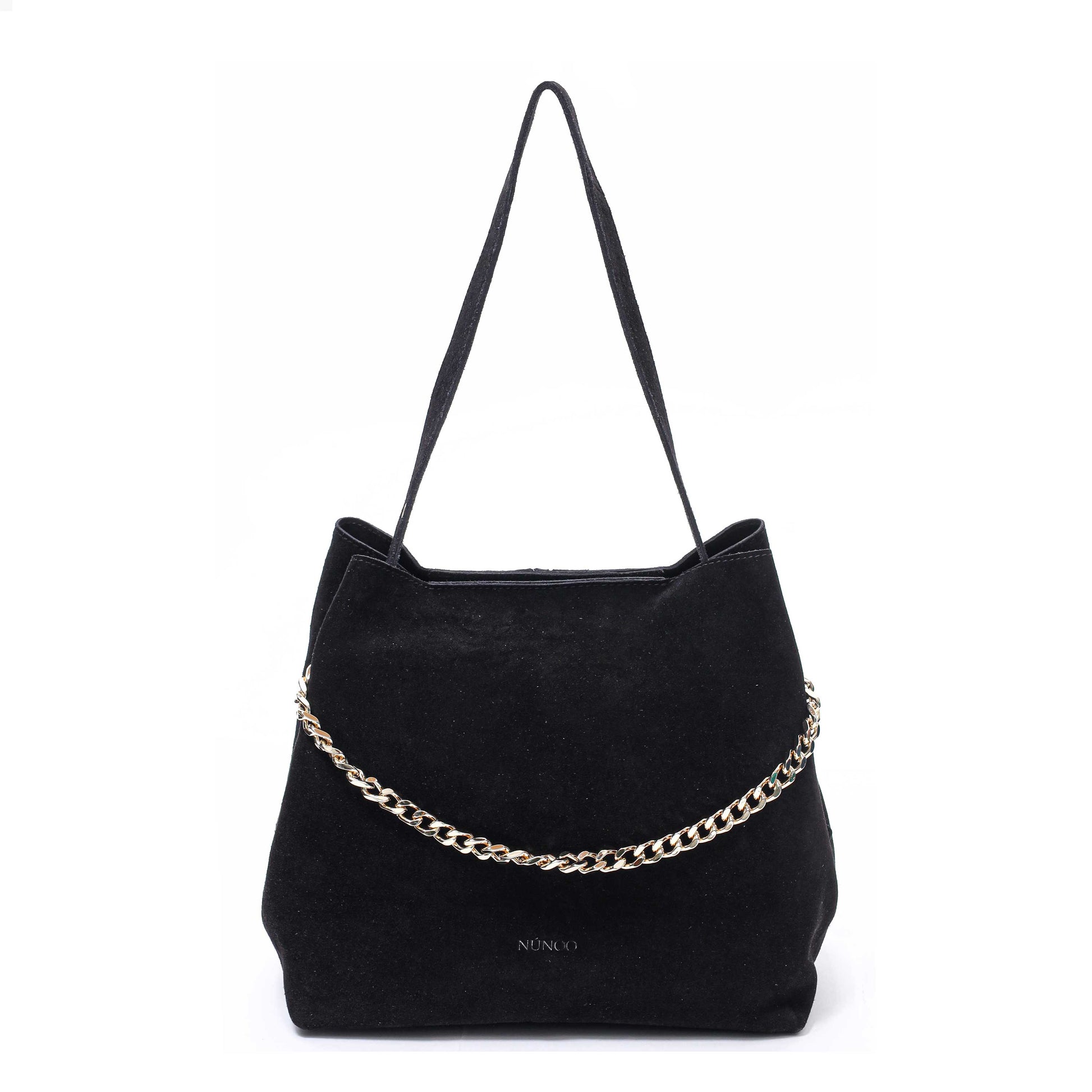 Núnoo Chiara suede black w. Gold Large Black