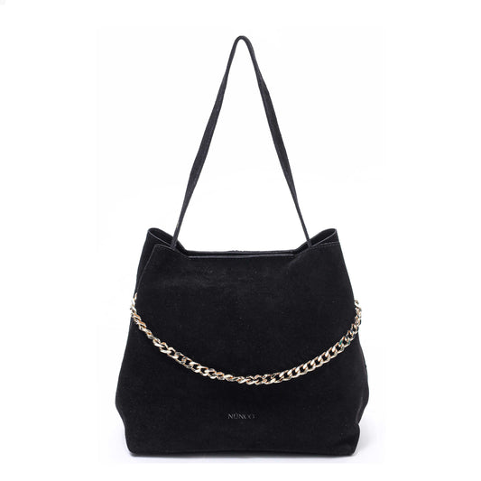 Núnoo Chiara suede black w. Gold Large Black