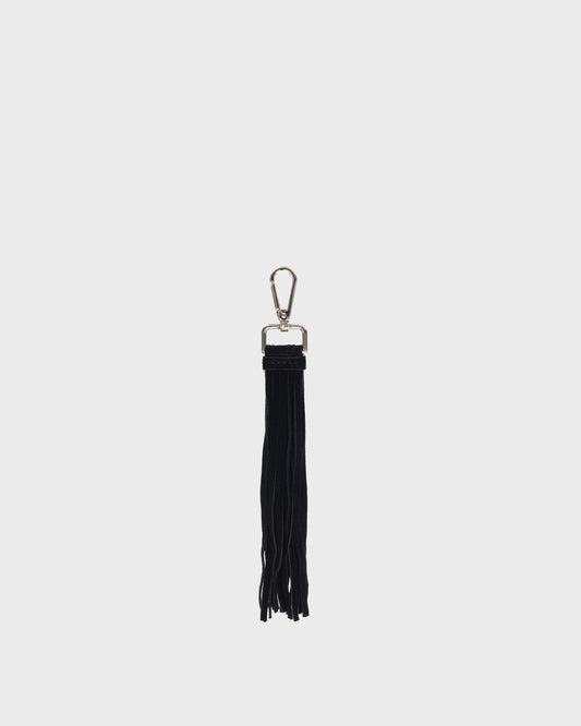 Núnoo Fringe Key Ring Suede Black w. Gold Accessories Black