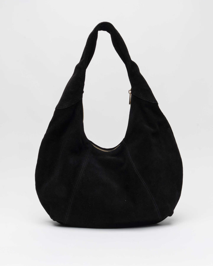 Núnoo Gabi Suede Fringe Black w. Gold Maxi Black