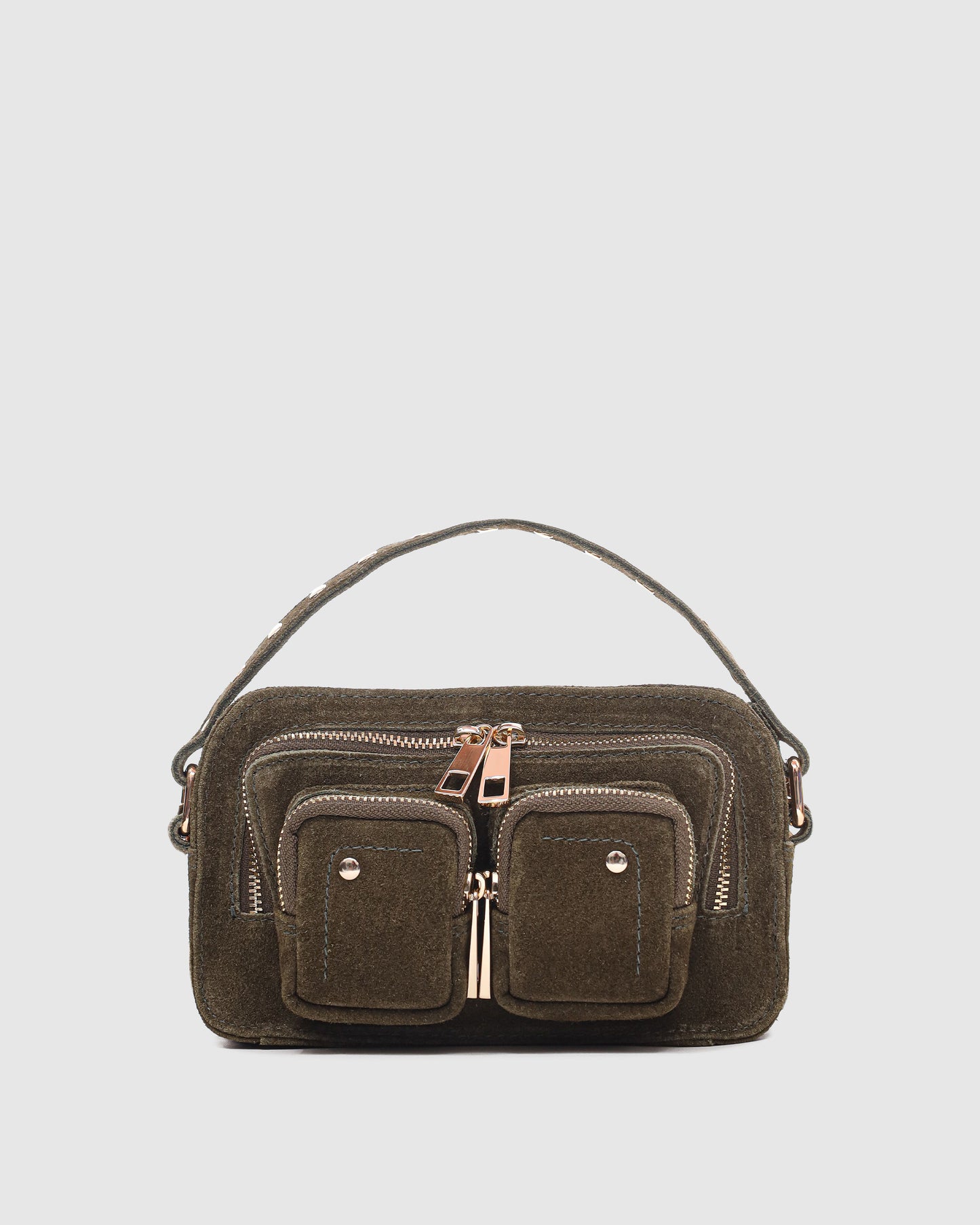 Núnoo Helena Suede Dark Olive w. Gold Small bag Dark Olive