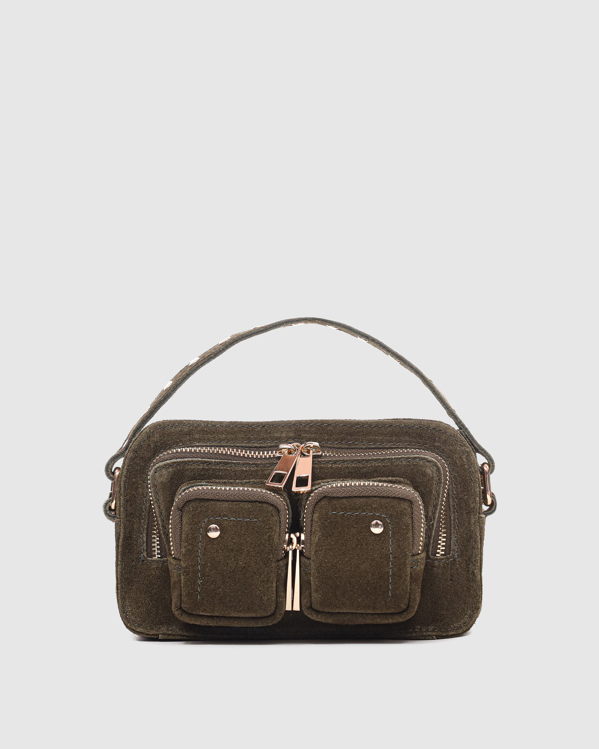 Núnoo Helena Suede Dark Olive w. Gold Small bag Dark Olive