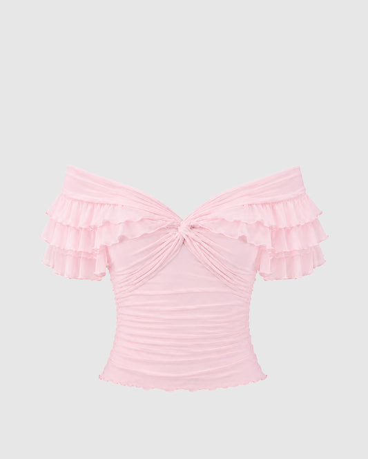 Núnoo Juliette Ruffle Top - Berg Larsen x Núnoo Berg Larsen Baby Pink