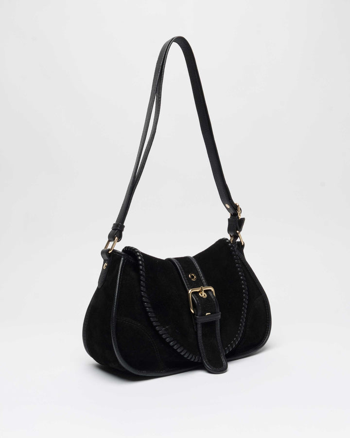 Núnoo Maria Stitch Suede Black w. Gold Medium Black