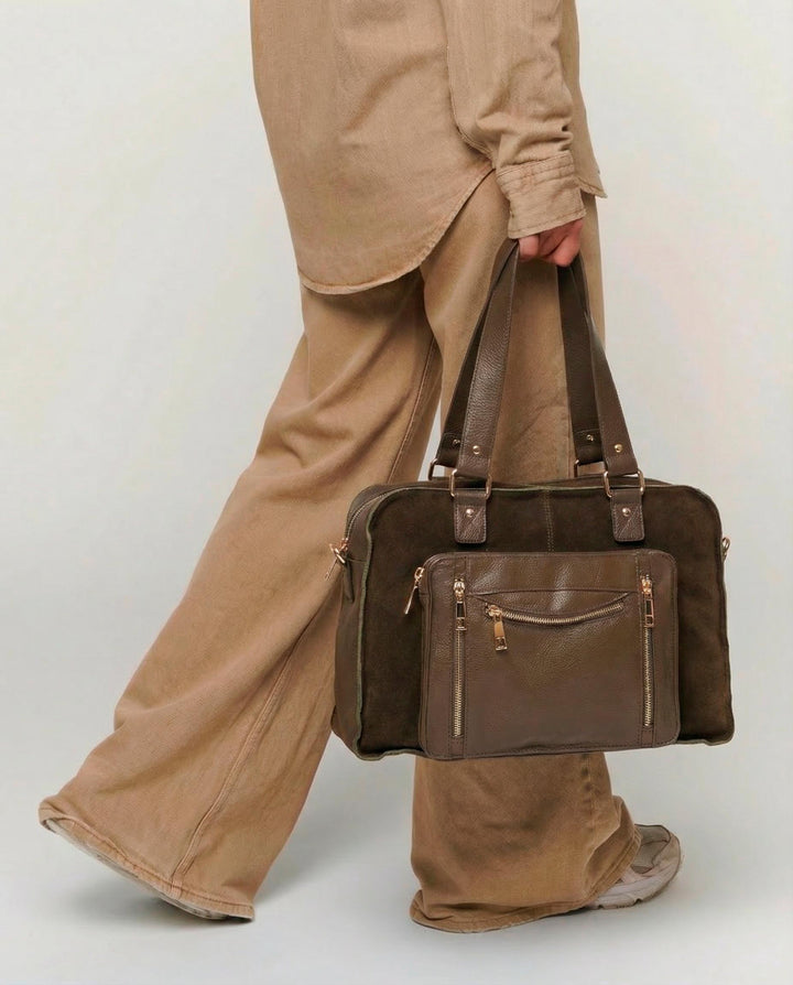 Núnoo Mille Suede Mix Dark Olive w. Gold Maxi Dark Olive