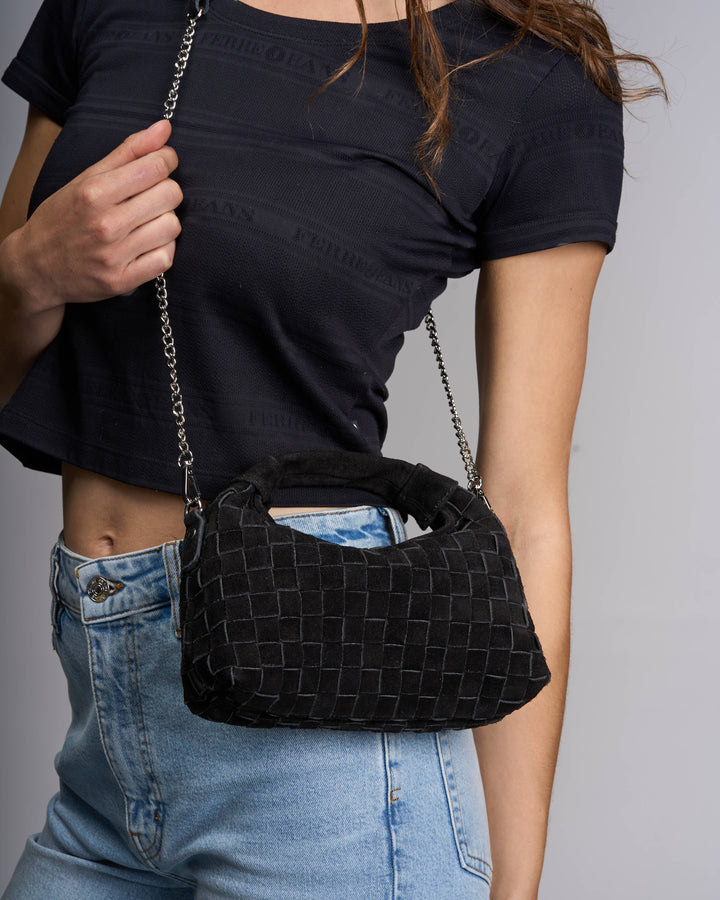 Núnoo Mini Dandy Braided Suede Black Small bag Black