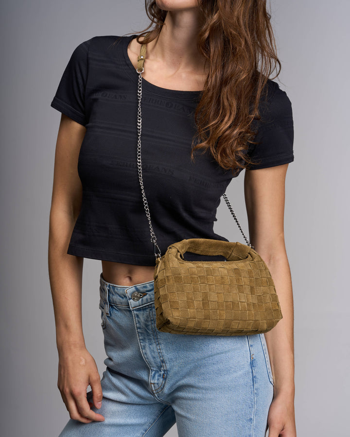 Núnoo Mini Dandy Braided Suede Dusty Olive Small bag Dusty Olive