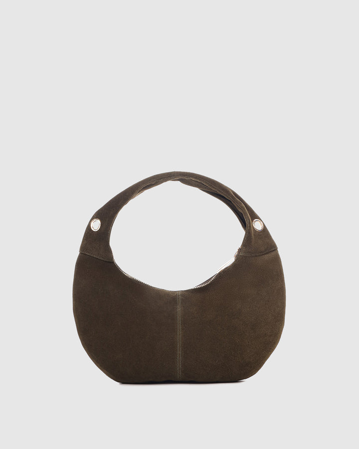 Núnoo Mini Gabi Suede Fringe Dark Olive w. Gold Small bag Dark Olive