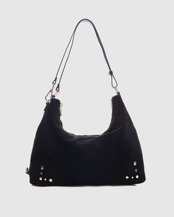 Núnoo Rio Suede Black w. Gold Large Black