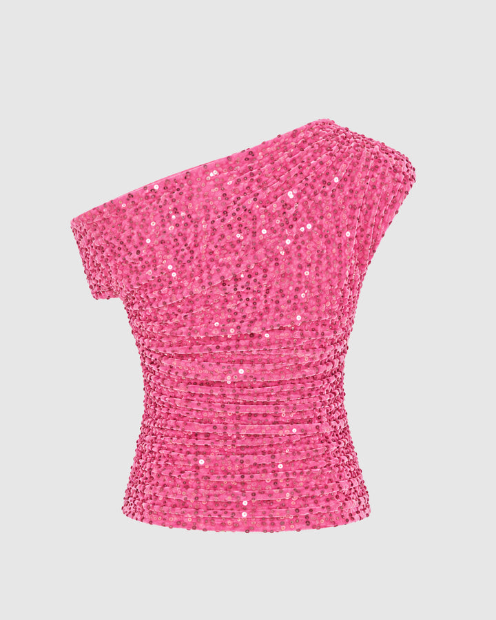 Núnoo Rosalie Sequin Top - Berg Larsen x Núnoo Berg Larsen Hot Pink