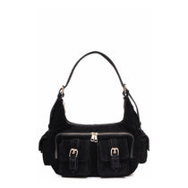 Sally Buckle Suede Black w. Gold