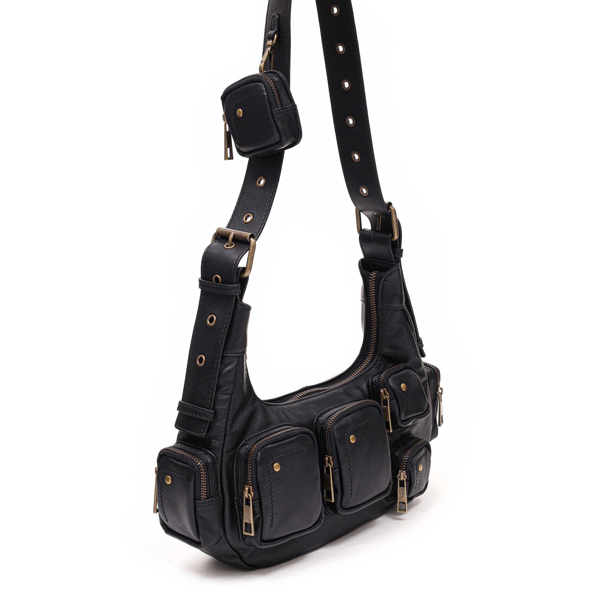 Núnoo Sally Small Pocket Sheep Black w. gold Shoulder bags Black