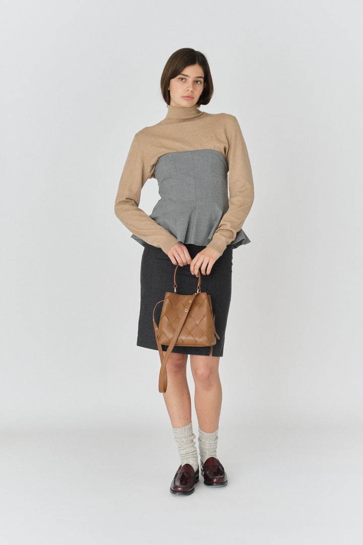 Núnoo Small Chiara Braided Florence Brown w. Gold Medium Brown