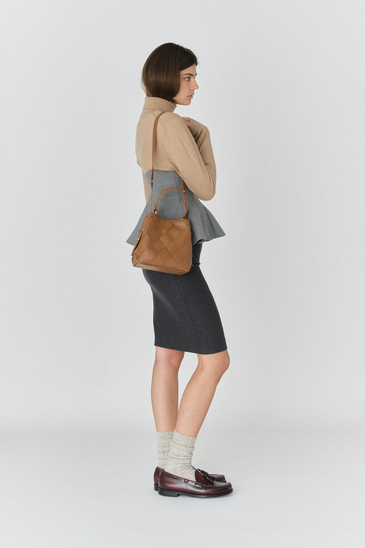 Núnoo Small Chiara Braided Florence Brown w. Gold Medium Brown