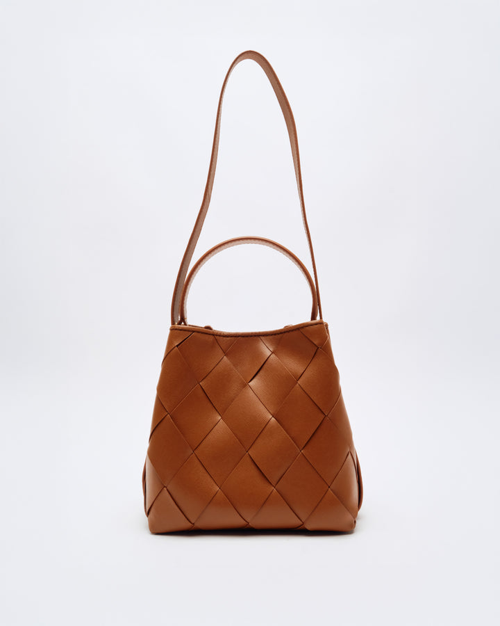 Núnoo Small Chiara Braided Florence Brown w. Gold Medium Brown